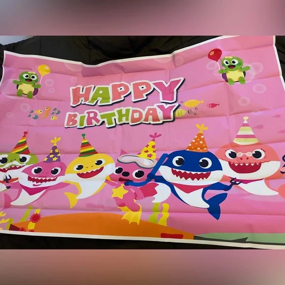Baby shark birthday backdrop - Picture 1 of 5
